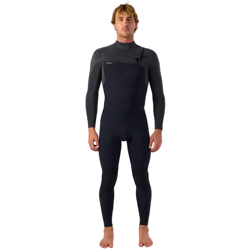 O'Neill Hyperfreak 4/3mm+ Chest Zip Wetsuit 2026 - Black / Tempered Steel