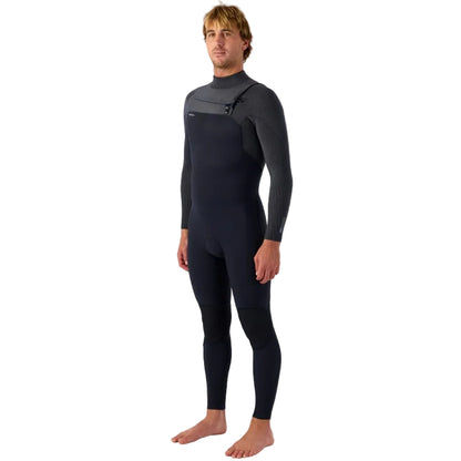 O'Neill Hyperfreak 4/3mm+ Chest Zip Wetsuit 2026 - Black / Tempered Steel