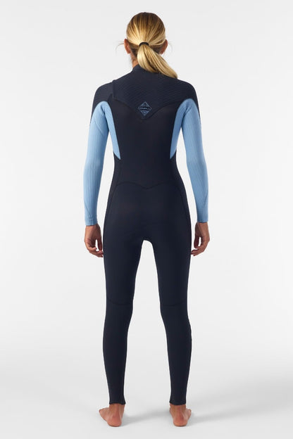 O'Neill Womens Hyperfreak 4/3+mm Chest Zip Wetsuit 2026 - Black / Faded Denim
