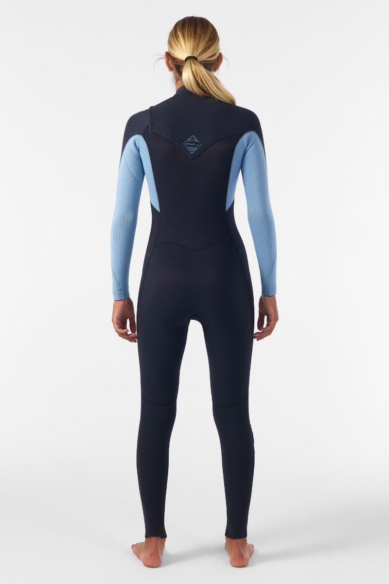 O'Neill Womens Hyperfreak 5/4+mm Chest Zip Winter Wetsuit 2026 - Black / Faded Denim