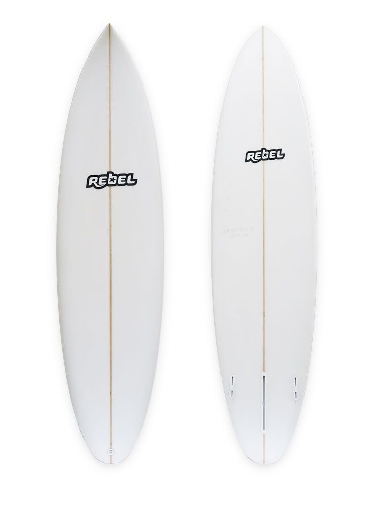 Rebel Mid Length Surfboard - Clear - Full View