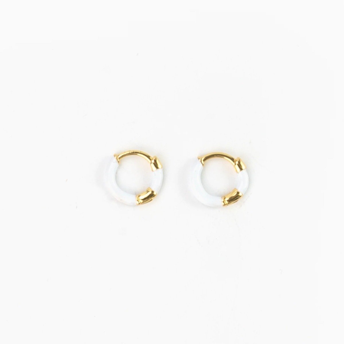 Pineapple Island Enamel Huggie Hoop Earrings in Gold