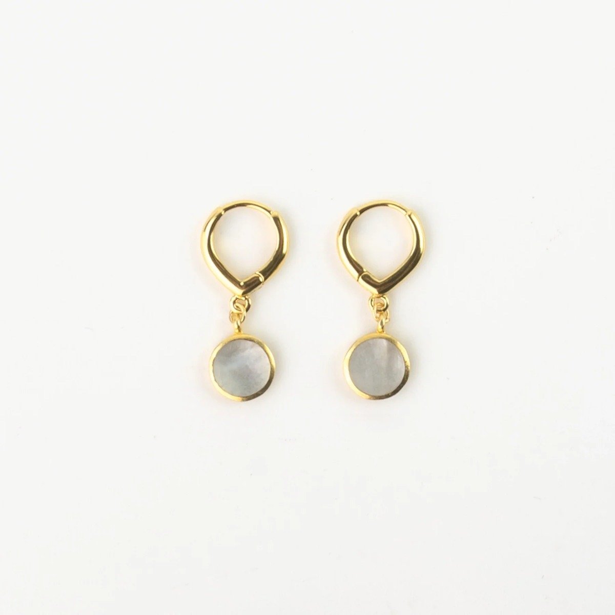 Pineapple Island Asri Jalan Mother of Pearl Hoop Earrings in Gold