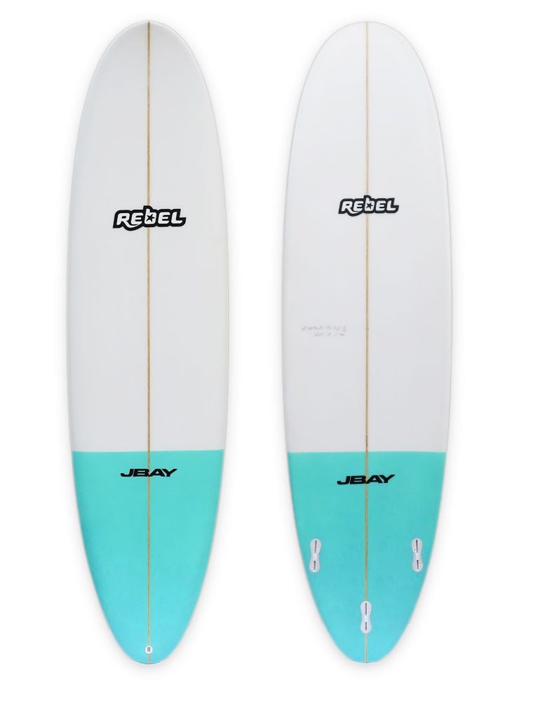 Rebel Mini Mal Surfboard - Light Blue Tail Dip - Full View