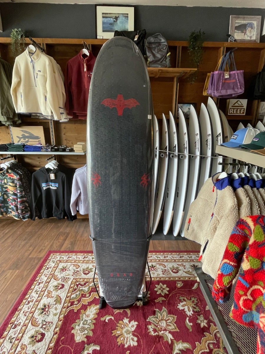 Drag Coffin Thruster 8ft Surfboard in Black/Red - TRANSIT DAMAGED