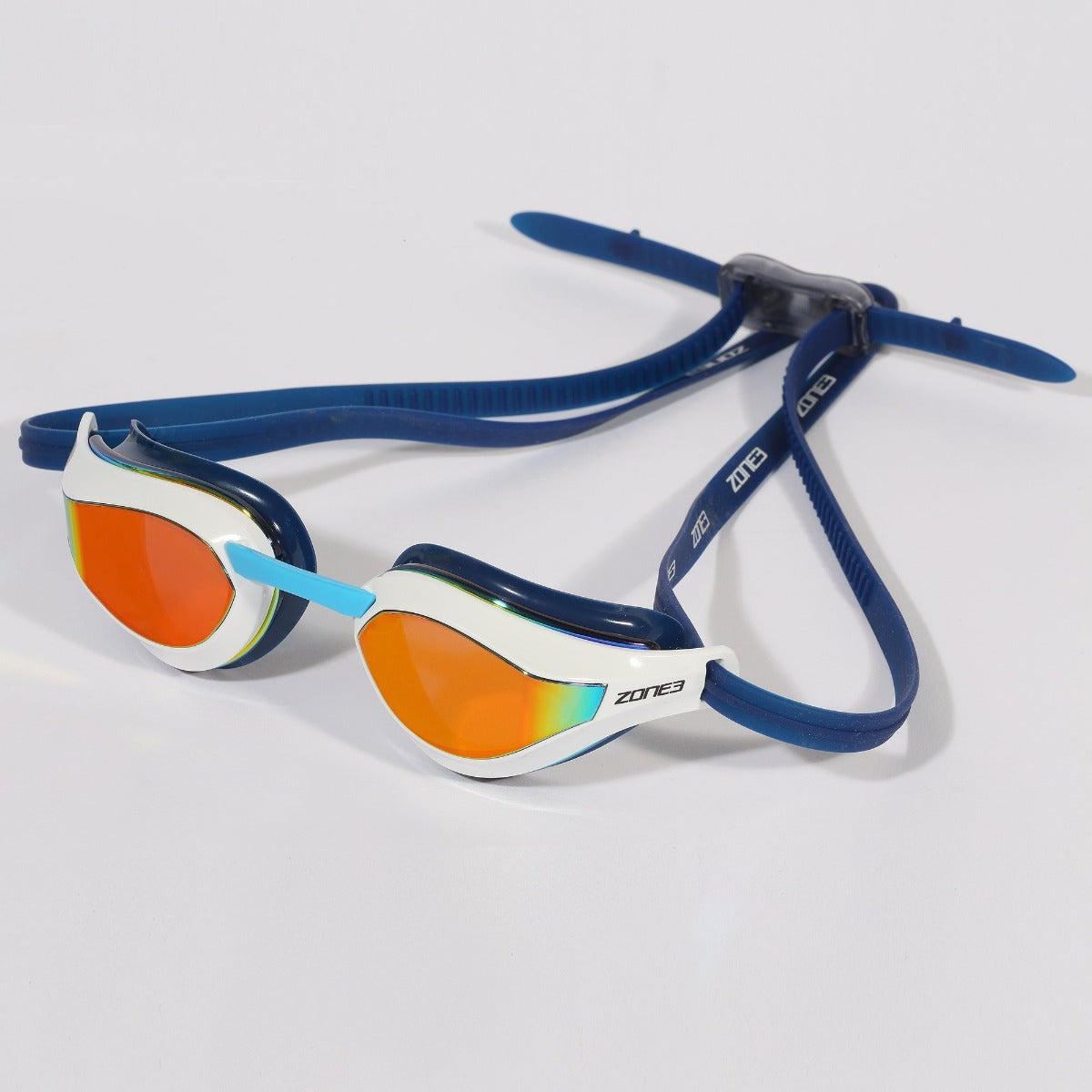 Zone 3 Viper Speed Swim Rainbow Tinted Goggles - White/Navy - Full View