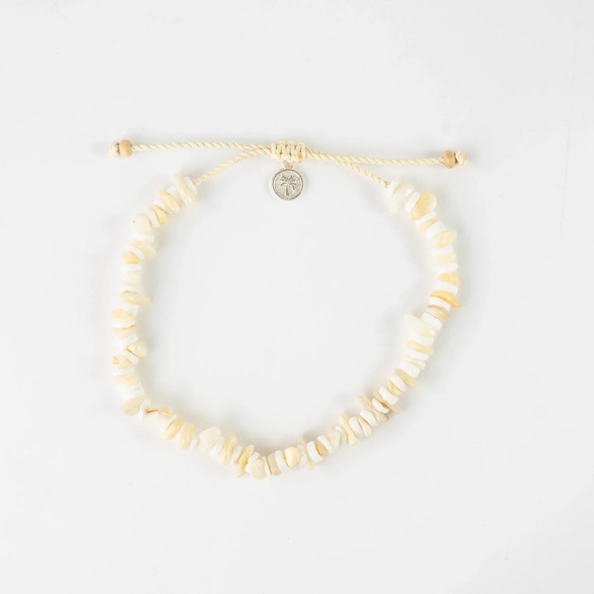 Pineapple Island Canggu Puka Shell Surfer Anklet in White