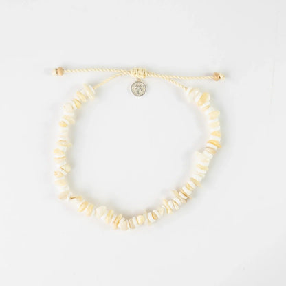 Pineapple Island Canggu Puka Shell Surfer Anklet in White