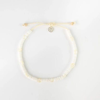 Pineapple Island Madasari Beach Mother of Pearl Shell Anklet in White