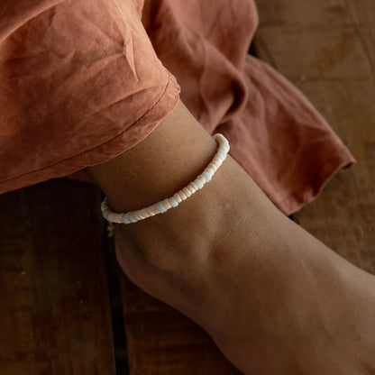 Pineapple Island Frosted Glass & Coconut Bead Anklet