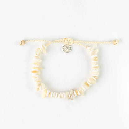 Pineapple Island Canggu Puka Shell Surfer Bracelet in White