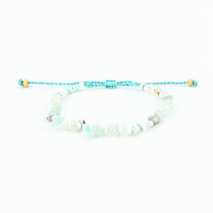 Pineapple Island Dune Stone Bead Anklet - Blue/White
