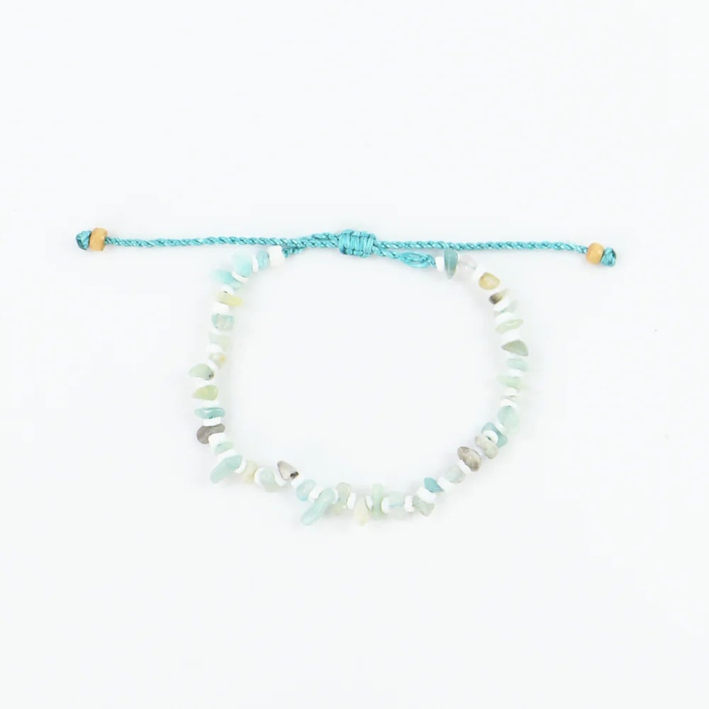 Pineapple Island Dune Stone Bead Anklet in Blue/White