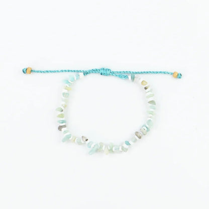Pineapple Island Dune Stone Bead Anklet in Blue/White