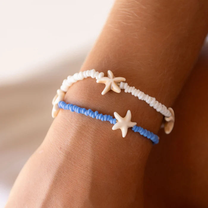 Pineapple Island Starfish Bead Bracelet - Blue