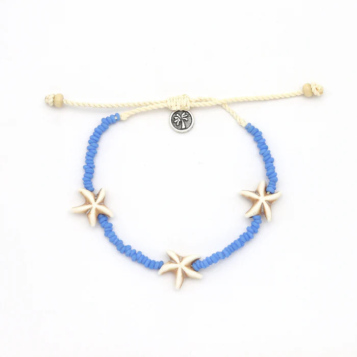 Pineapple Island Starfish Bead Bracelet in Blue