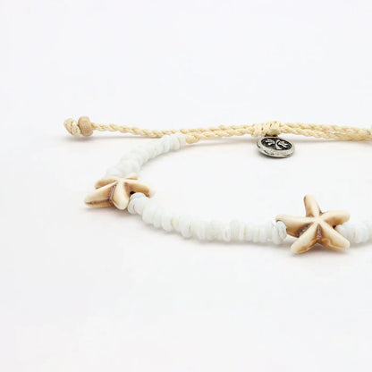 Pineapple Island Starfish Bead Anklet - White
