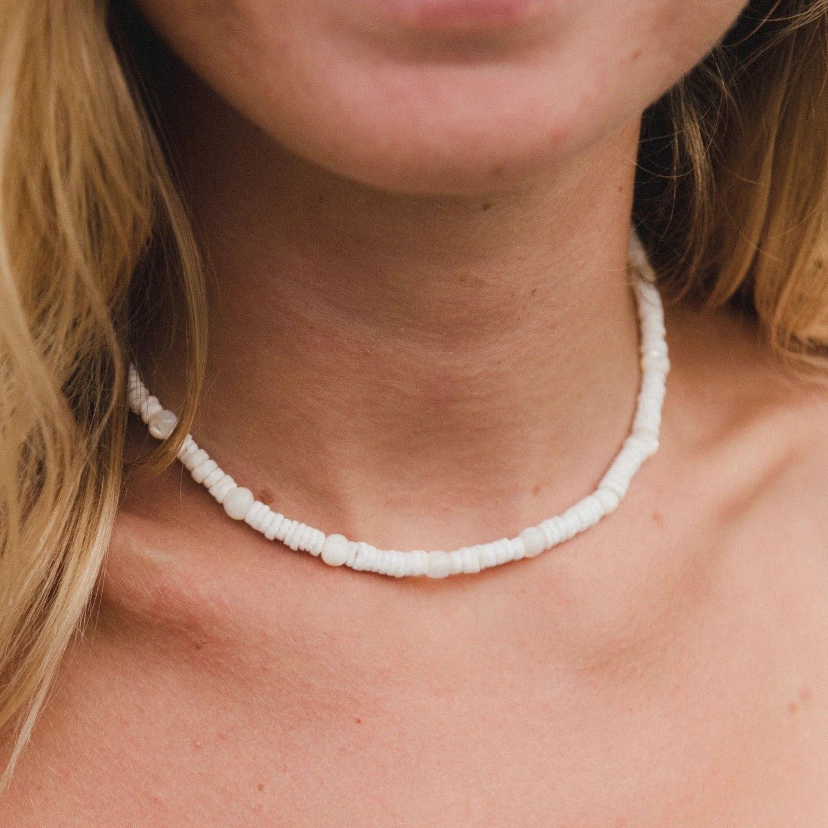 Pineapple Island Madasari Beach Mother of Pearl Shell Necklace - White