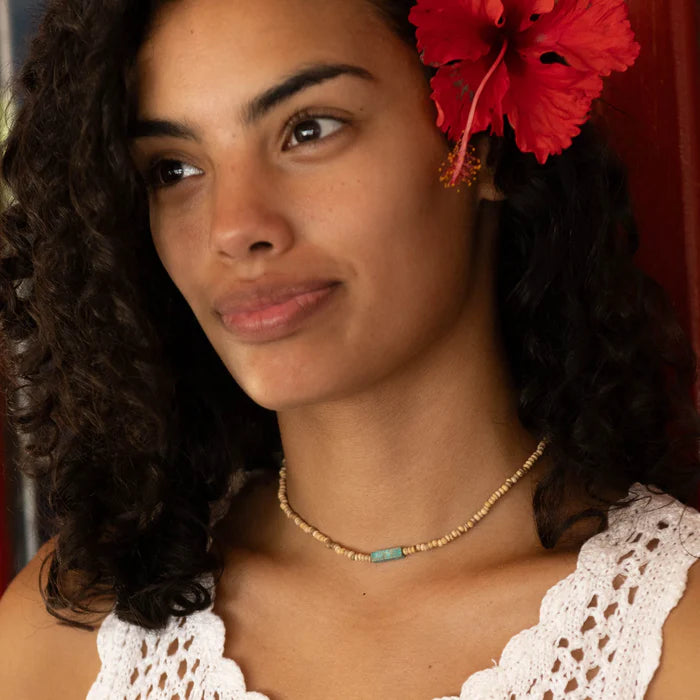 Pineapple Island Natural Coconut Bead Adjustable Necklace