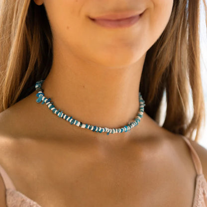Pineapple Island Troca Shell Necklace - Blue / White
