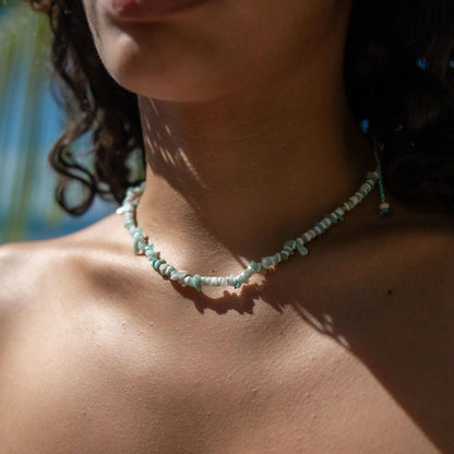 Pineapple Island Dunes Stone Bead Necklace - Pale Blue