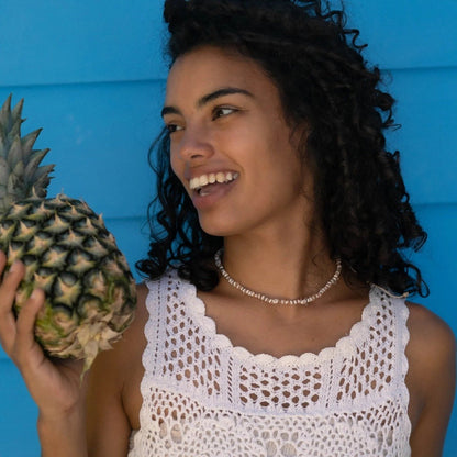 Pineapple Island Dunes Stone Bead Necklace - Natural