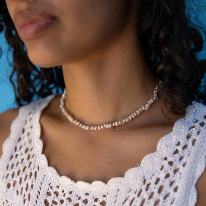 Pineapple Island Dunes Stone Bead Necklace - Natural