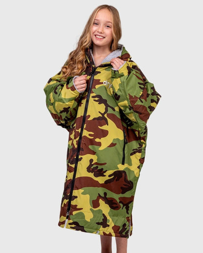 Dryrobe Advance Kids Long Sleeve Changing Robe - Camo/Grey - Age 10-13