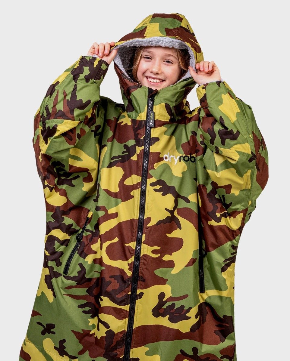 Dryrobe Advance Kids Long Sleeve Changing Robe - Camo/Grey - Age 10-13