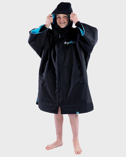 Dryrobe Advance Kids Short Sleeve Changing Robe - Age 10-14 - Black / Blue