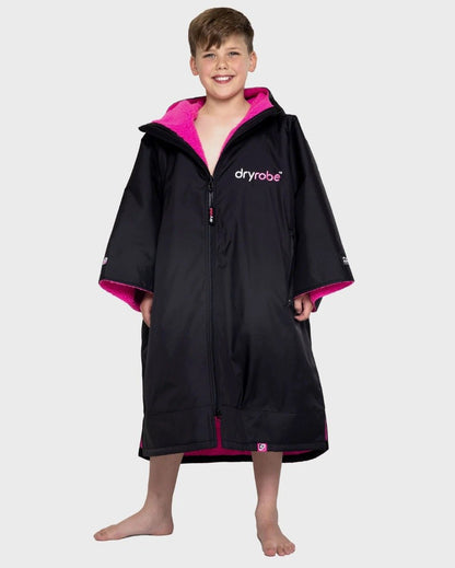 Dryrobe Advance Kids Short Sleeve Changing Robe - Kids 10-13 - Black/Pink