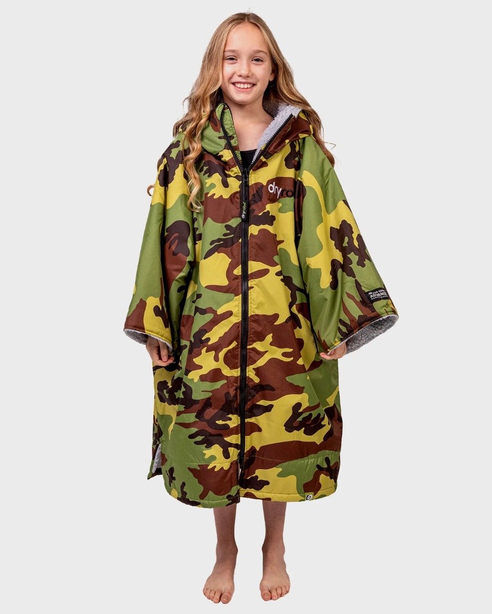 Dryrobe Advance Kids Short Sleeve Changing Robe - Age 10-13 - Camo/Grey