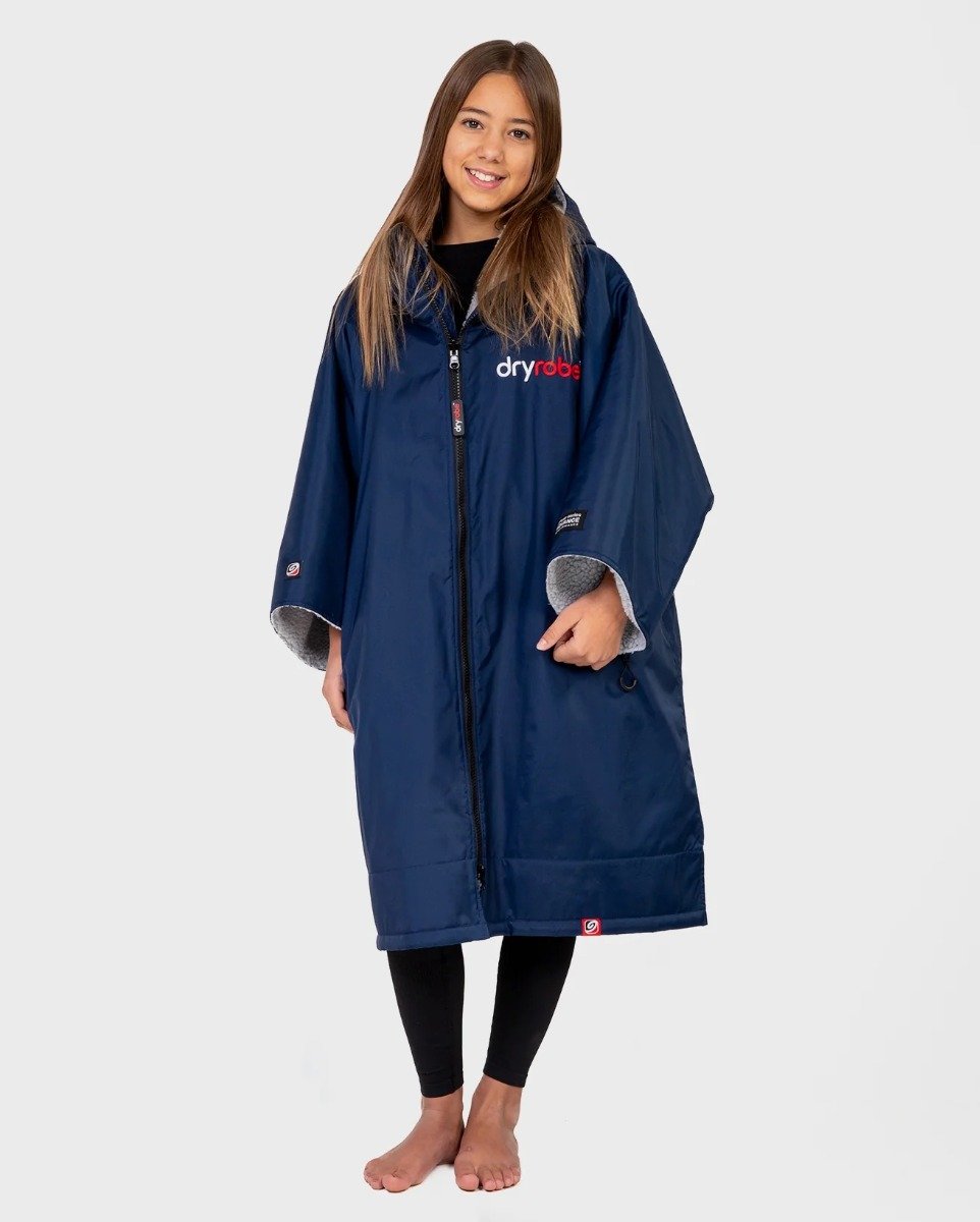 Dryrobe Advance Kids Short Sleeve Changing Robe in Navy/Grey