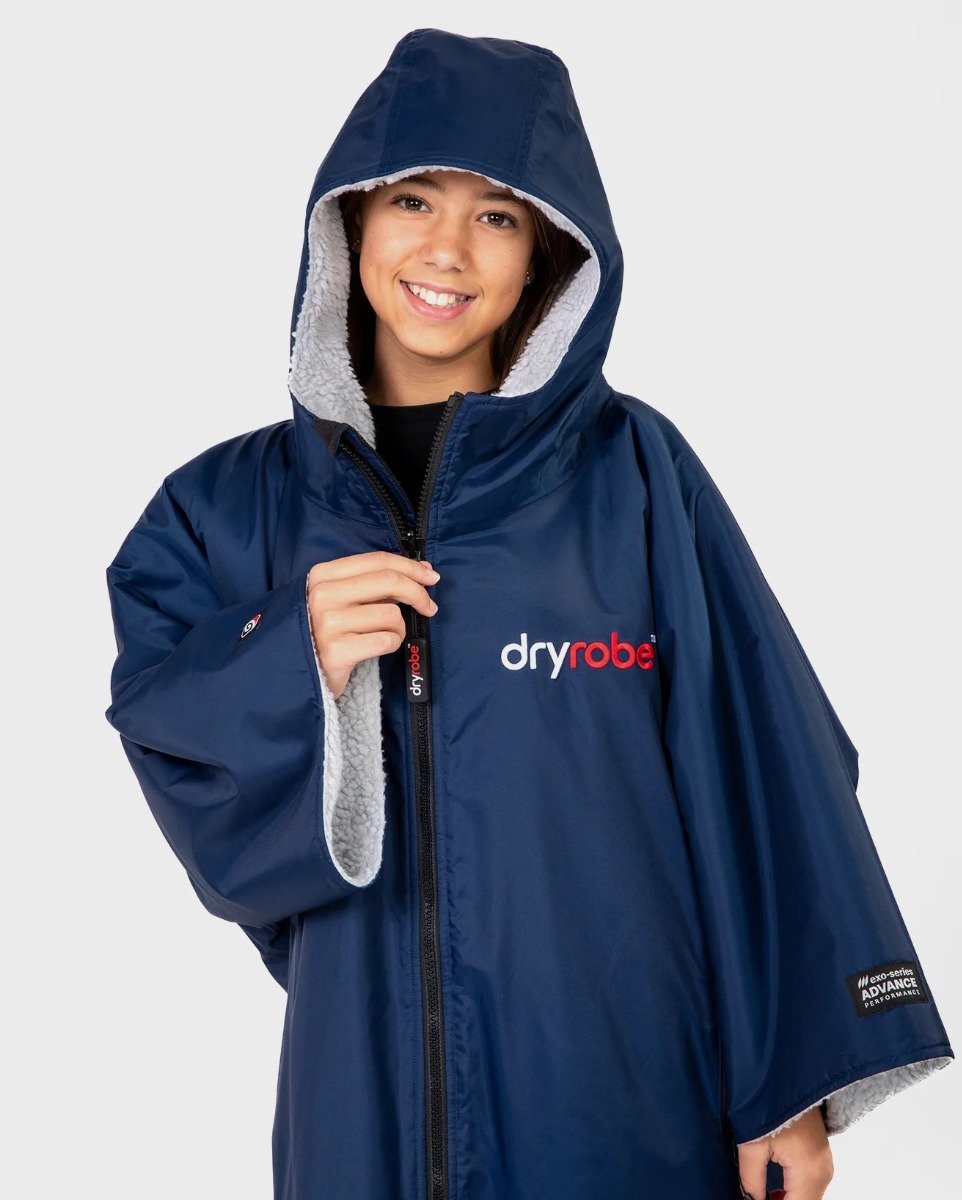 Dryrobe Advance Kids Short Sleeve Changing Robe - Navy/Grey