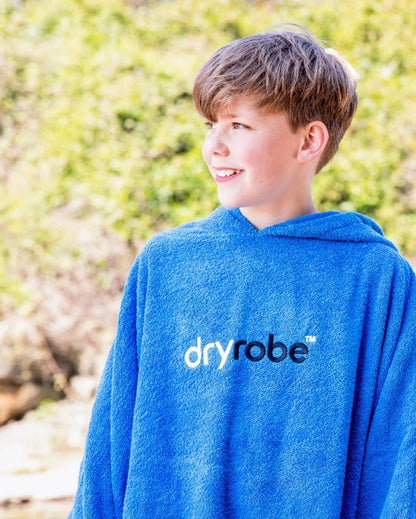 Dryrobe Kids Organic Cotton Towel Robe - Cobalt Blue - Age 5-9
