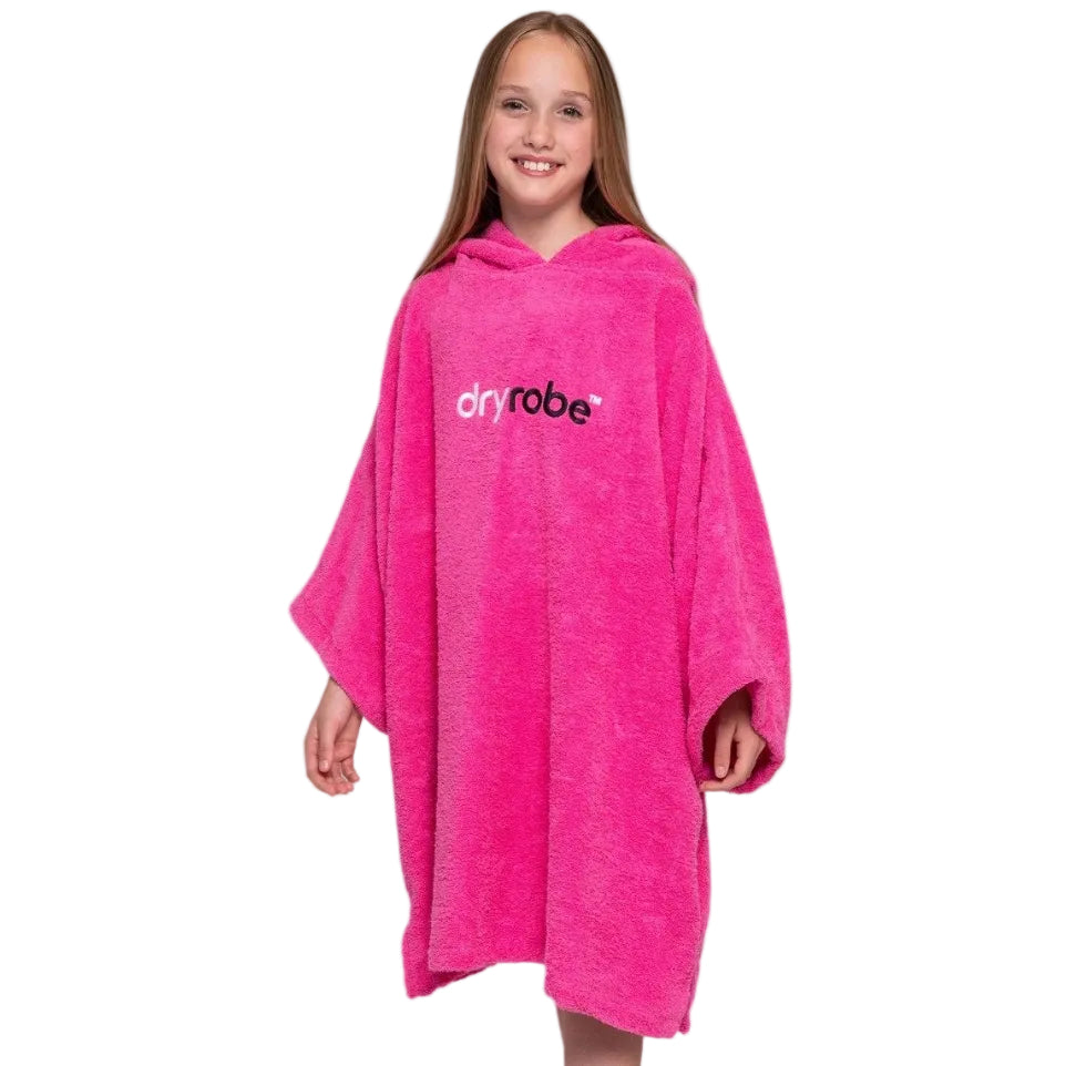 Dryrobe Kids Organic Cotton Short Sleeve Towel Robe - Pink - Age 10-13