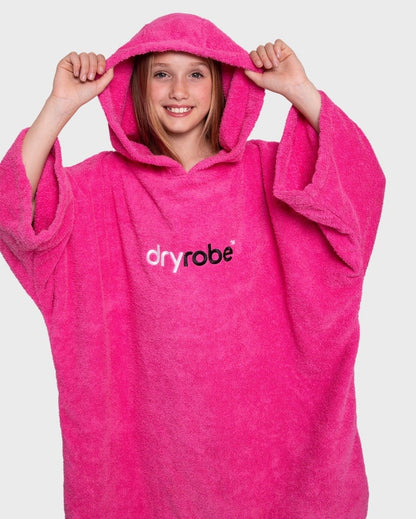 Dryrobe Kids Organic Cotton Short Sleeve Towel Robe - Pink - Age 5-9