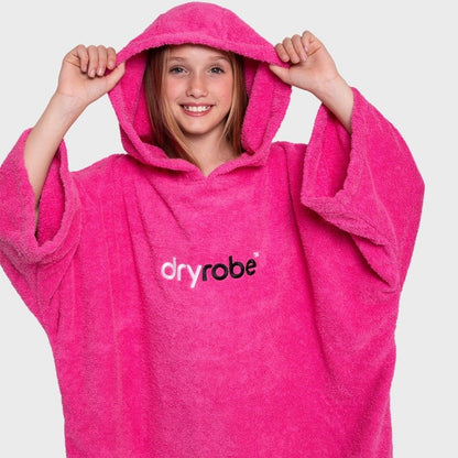 Dryrobe Kids Organic Cotton Short Sleeve Towel Robe - Pink - Age 10-13