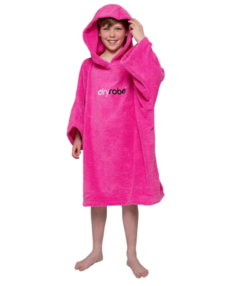 Dryrobe Kids Organic Cotton Short Sleeve Towel Robe in Pink