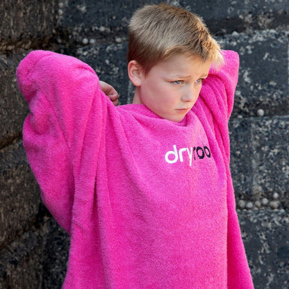 Dryrobe Kids Organic Cotton Short Sleeve Towel Robe - Pink - Age 10-13