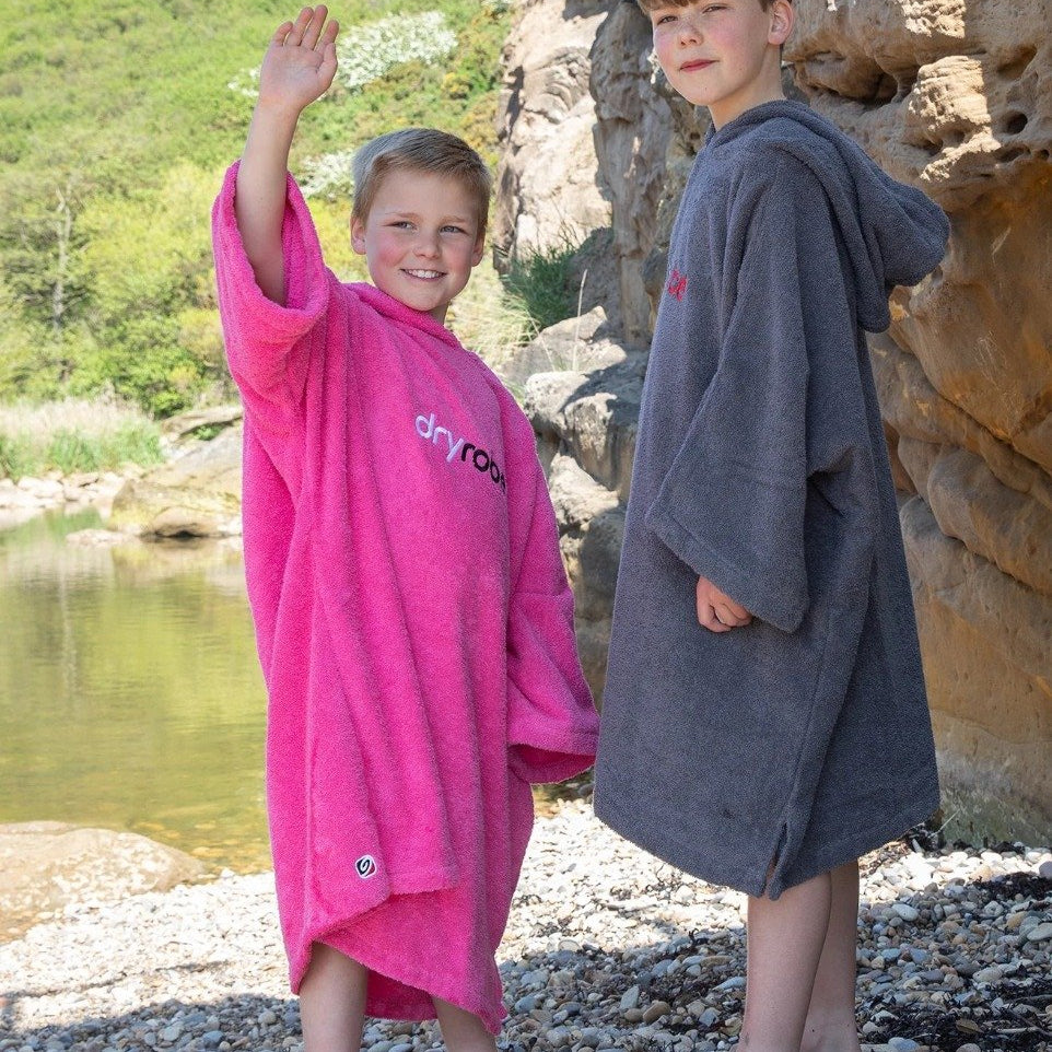 Dryrobe Kids Organic Cotton Short Sleeve Towel Robe - Pink - Age 10-13