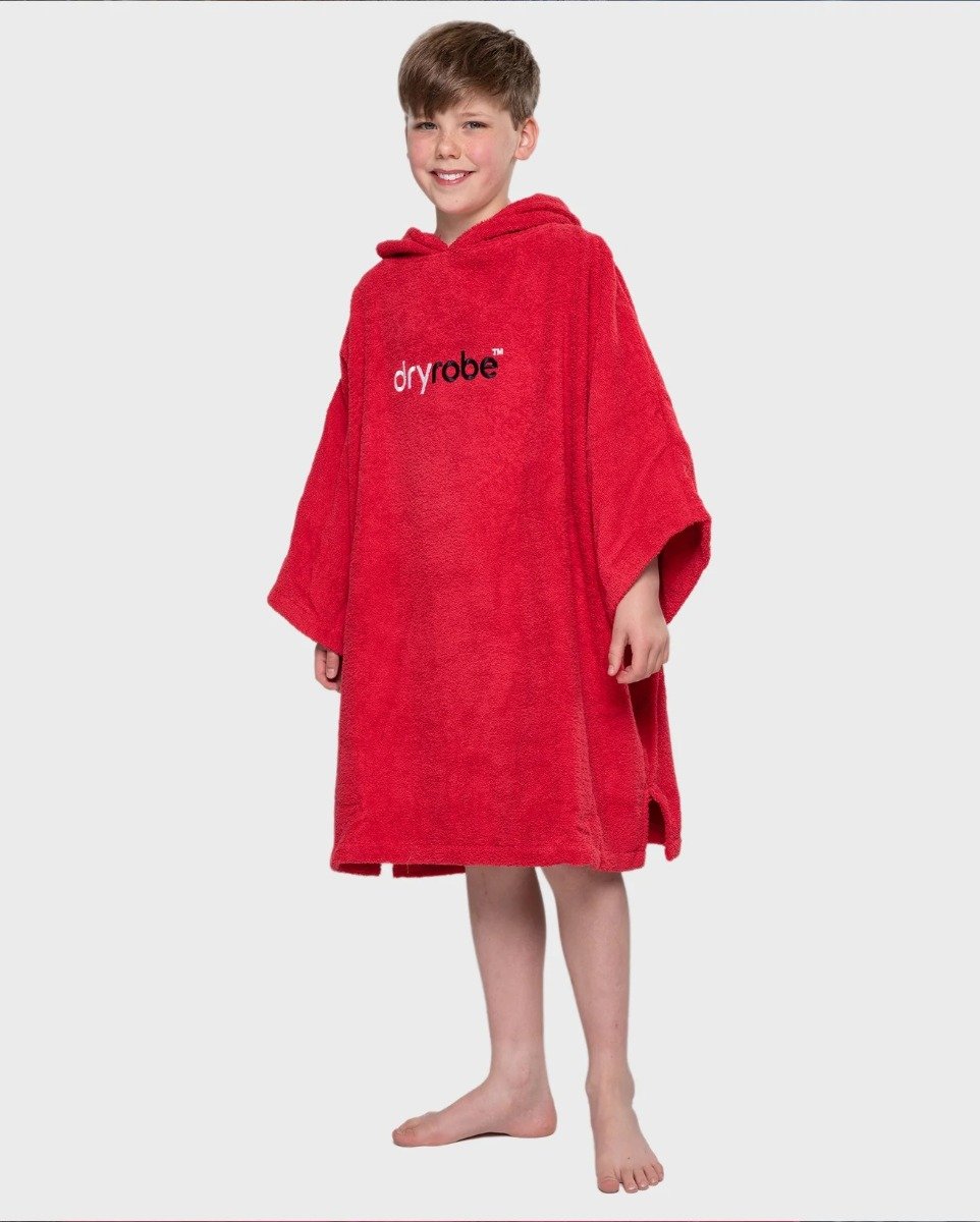 Dryrobe Organic Cotton Towel Robe - Kids 5-9 - Red