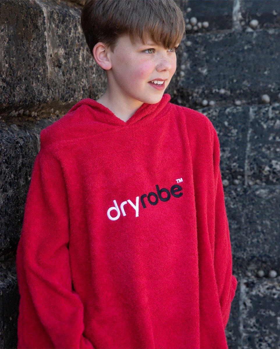 Dryrobe Organic Cotton Towel Robe - Kids 5-9 - Red