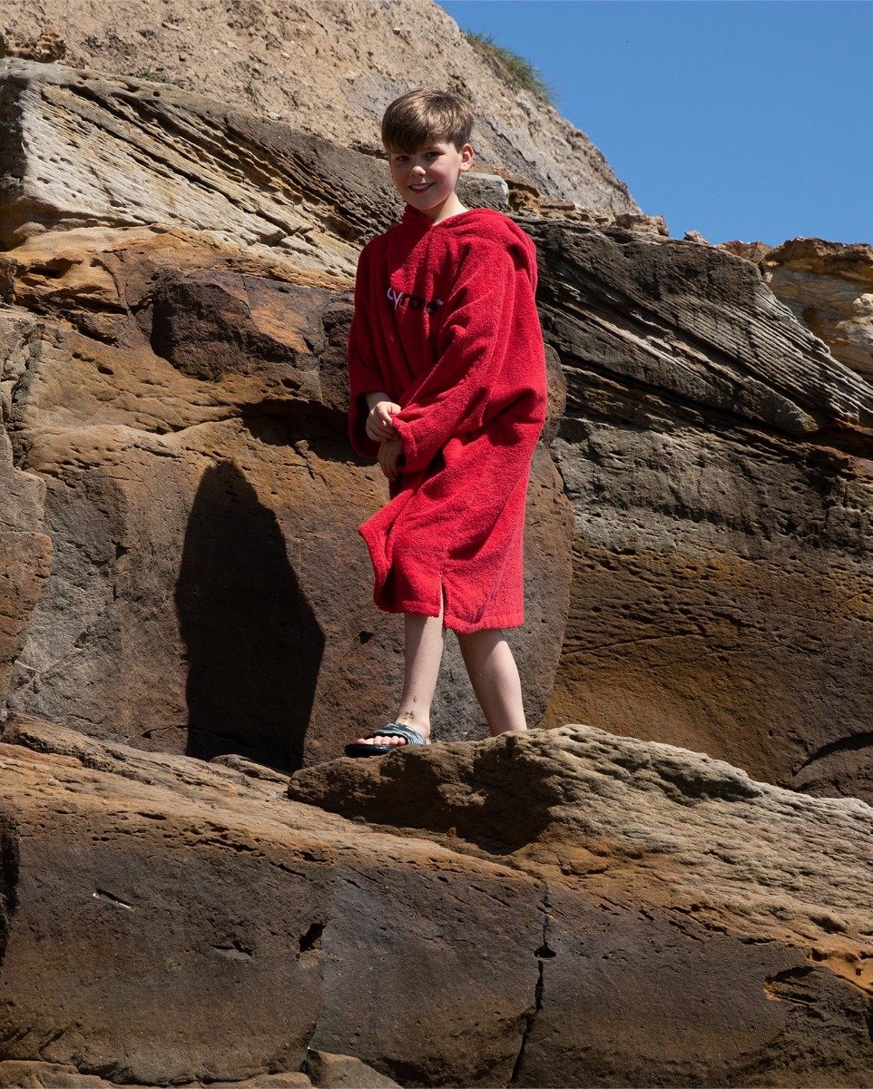 Dryrobe Organic Cotton Towel Robe - Kids 5-9 - Red