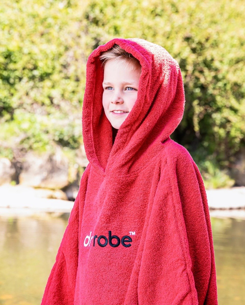 Dryrobe Organic Cotton Towel Robe - Kids 5-9 - Red