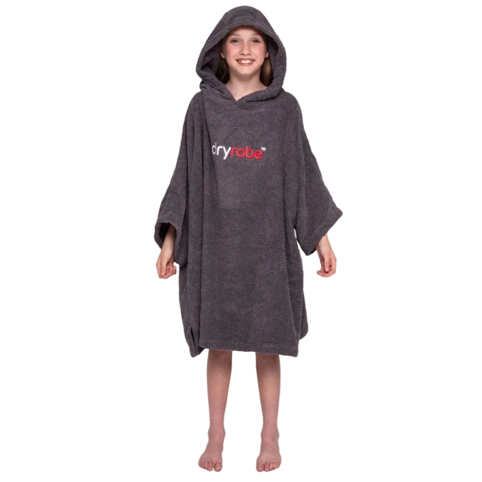 DryRobe Kids Organic Cotton Short Sleeve Towel Robe - Slate Grey