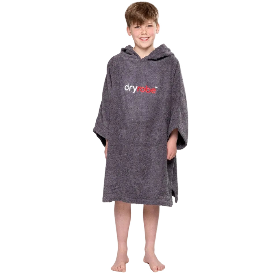 DryRobe Kids Organic Cotton Short Sleeve Towel Robe - Slate Grey