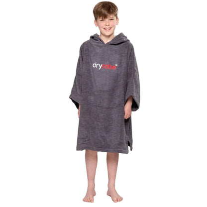 DryRobe Kids Organic Cotton Short Sleeve Towel Robe - Slate Grey
