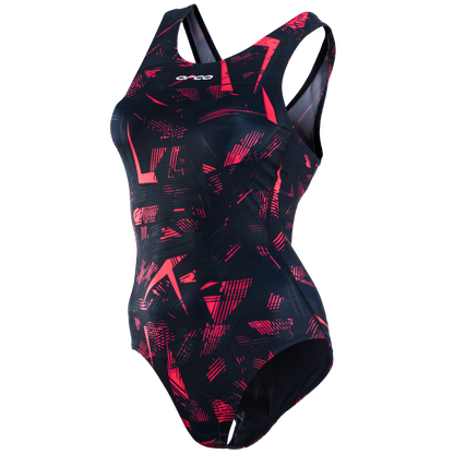 Orca Women's One Piece Swim Costume 2021 - Black/Pink - Front