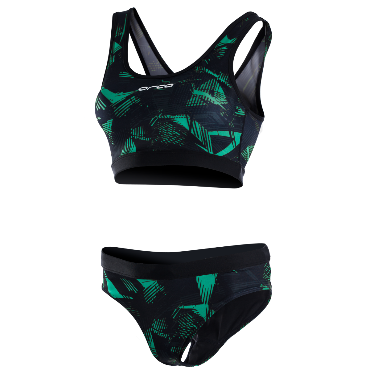 Orca Women's Bikini Swim Costume 2021 - Black/ Green - Front